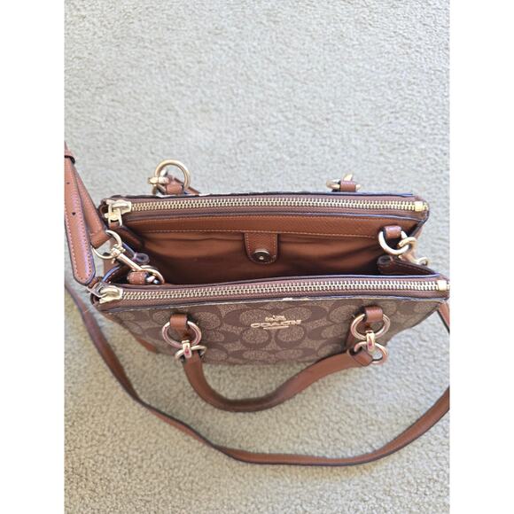 Coach Mini Christie Carryall Bag in Signature Khaki Saddle F36718 - Picture 4 of 9